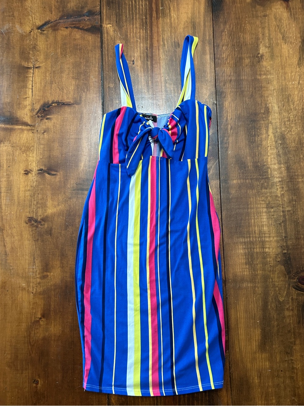 Multicolor Striped Retro Mini Dress Women’s Small Colorful Party Dress